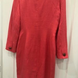 Excellent burn orange linen dress with unique vintage button in the fron